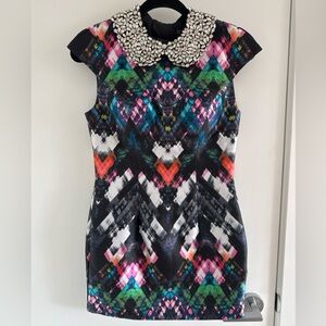 Maslavi Jewel-Neck Mini Dress, Size 4